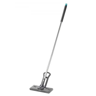 Grey Stainless Steel PU Sponge Mop with Folding Water-Press Handle and Adjustable Tube - 10.9×3.74×50.98 inch