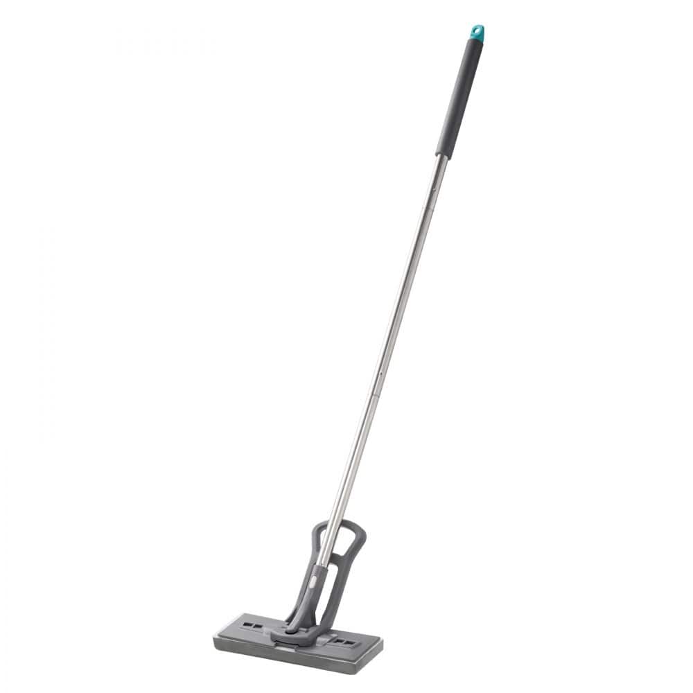 Grey Stainless Steel PU Sponge Mop with Folding Water-Press Handle and Adjustable Tube - 10.9×3.74×50.98 inch