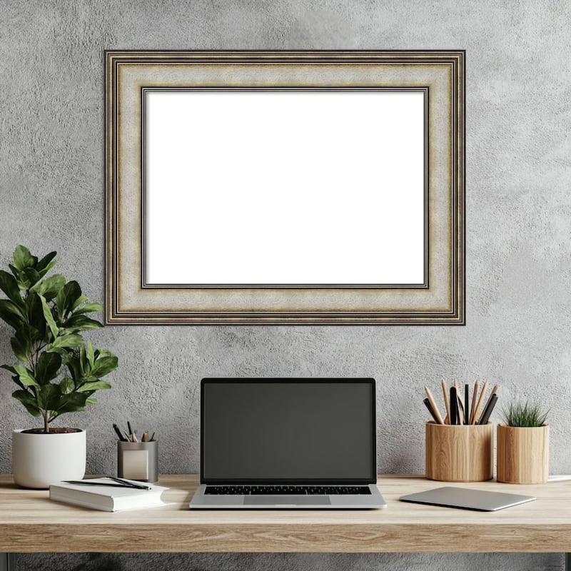 Amanti Art Mezzanine Antique Silver Framed Dry Erase Magnetic Board