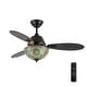 preview thumbnail 1 of 13, River of Goods Costello 3-blade 42-inch Modern Indoor Ceiling Fan with Mosaic Glass Shade and Remote Control 42" x 42" x 18.75" - Multi-colored/Black - Remote
