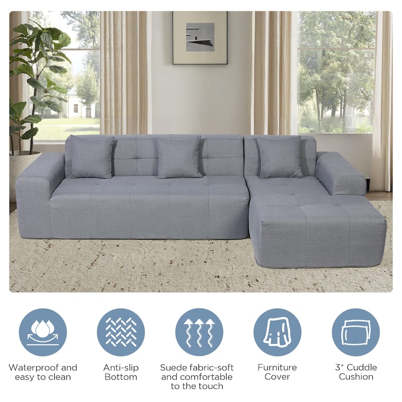 Outdoor Modern Sectional Sofa with L-Shape Chaise, Minimalist Modular Couch, No Assembly Required