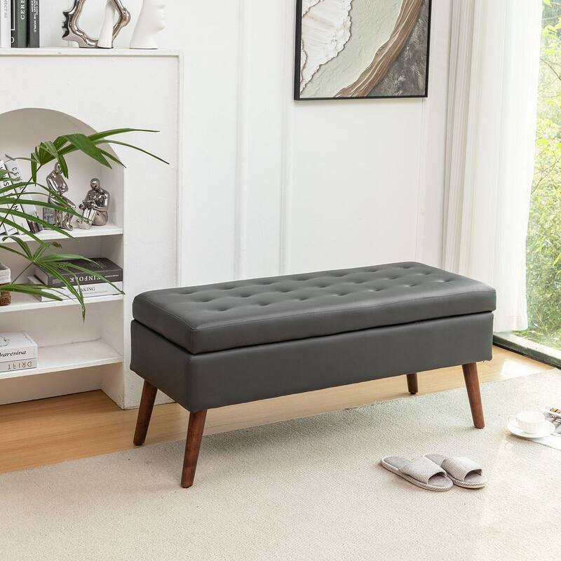 43.30 "W x 17.70 "D x 18.90 "H Modern Bedroom Solid Wood Storage Bench