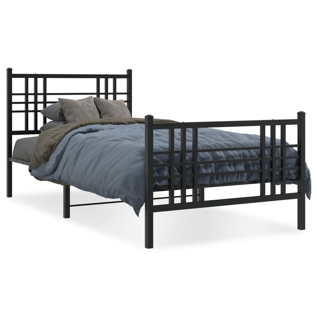 vidaXL Metal Bed Frame with Headboard