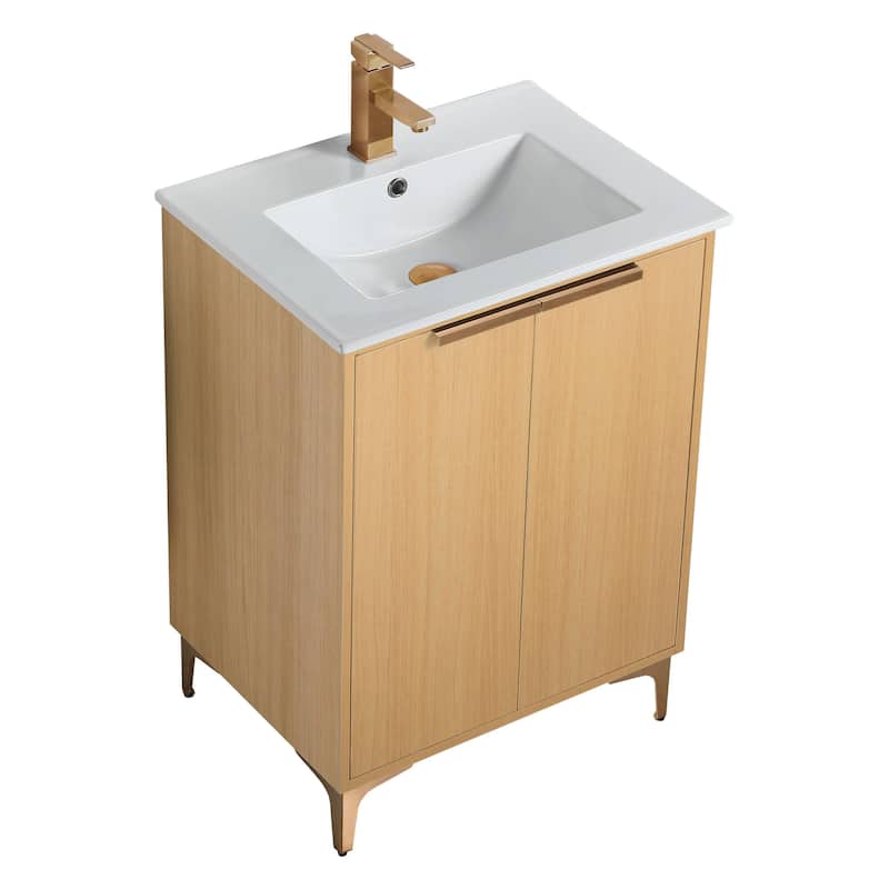 Fine Fixtures Wilmington Bathroom Vanity with White Ceramic Sink.