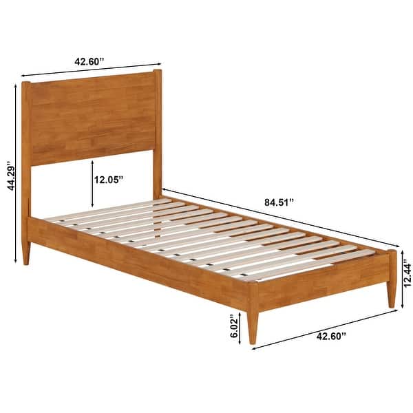 dimension image slide 6 of 15, Pasadena Solid Wood Low Profile Platform Bed