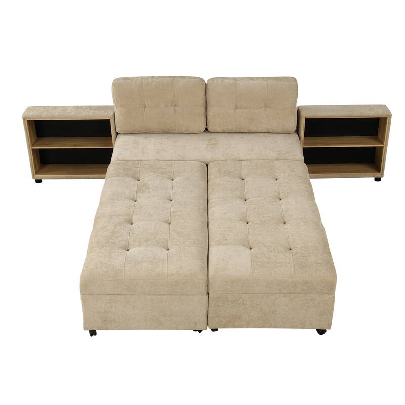 Sectional Sofa for Living Room Modular Sleeper Sofa with 2 Storage Racks Free-combined Sofa, Upholstered Corner Chaise