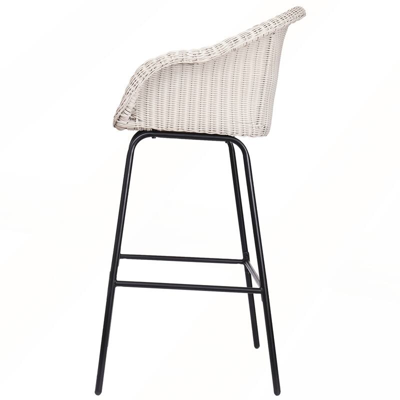 Outdoor Metal Wicker Barstool Set of 2