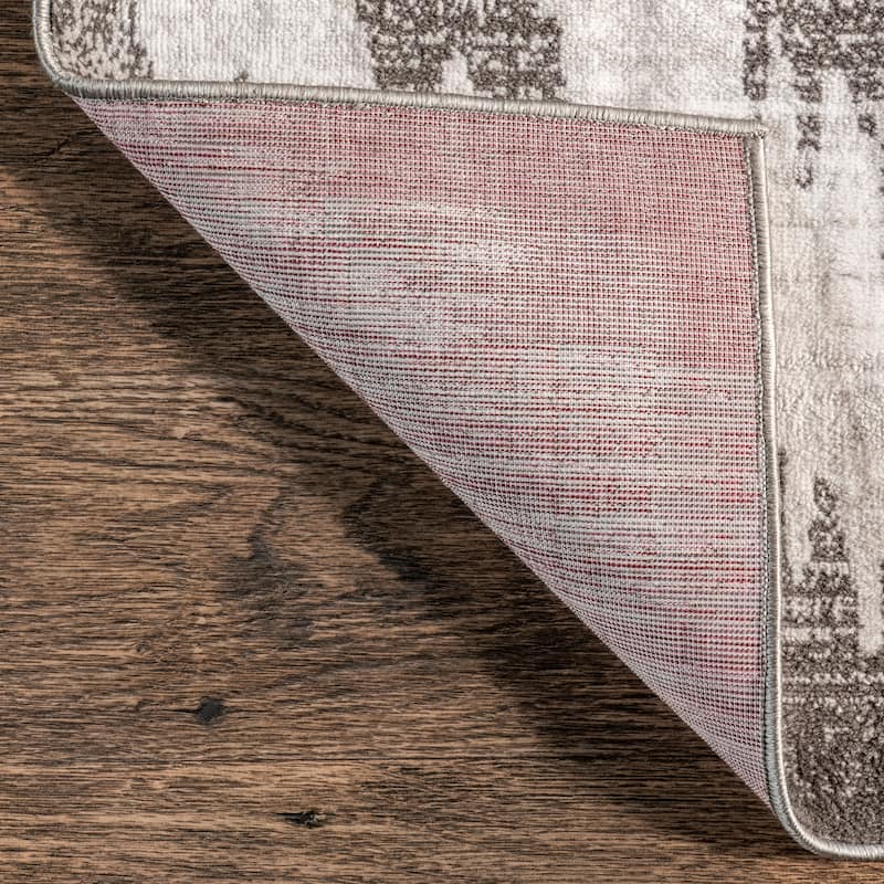 Nuloom Eliise SpinClean Faded Trellis Machine Washable Area Rug