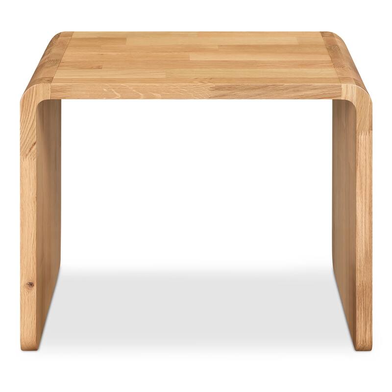 NADAAL STUDIOS Marenith Side Table, C-Side Solid Walnut Curved Edge Reversible Use, Walnut Brown