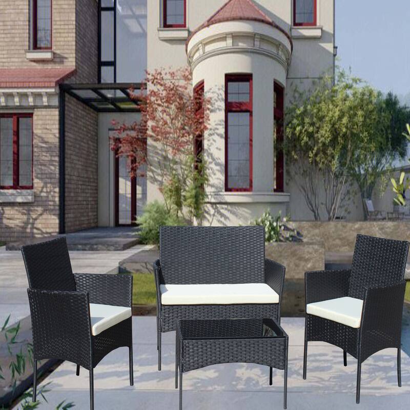 4 PC Rattan Patio Furniture Set