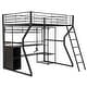 preview thumbnail 16 of 15, Full Size Metal Loft Bed with Built-in Work Station, Open Wardrobe, Heavy Duty Loft Bed Frame with LED and Multiple Storage