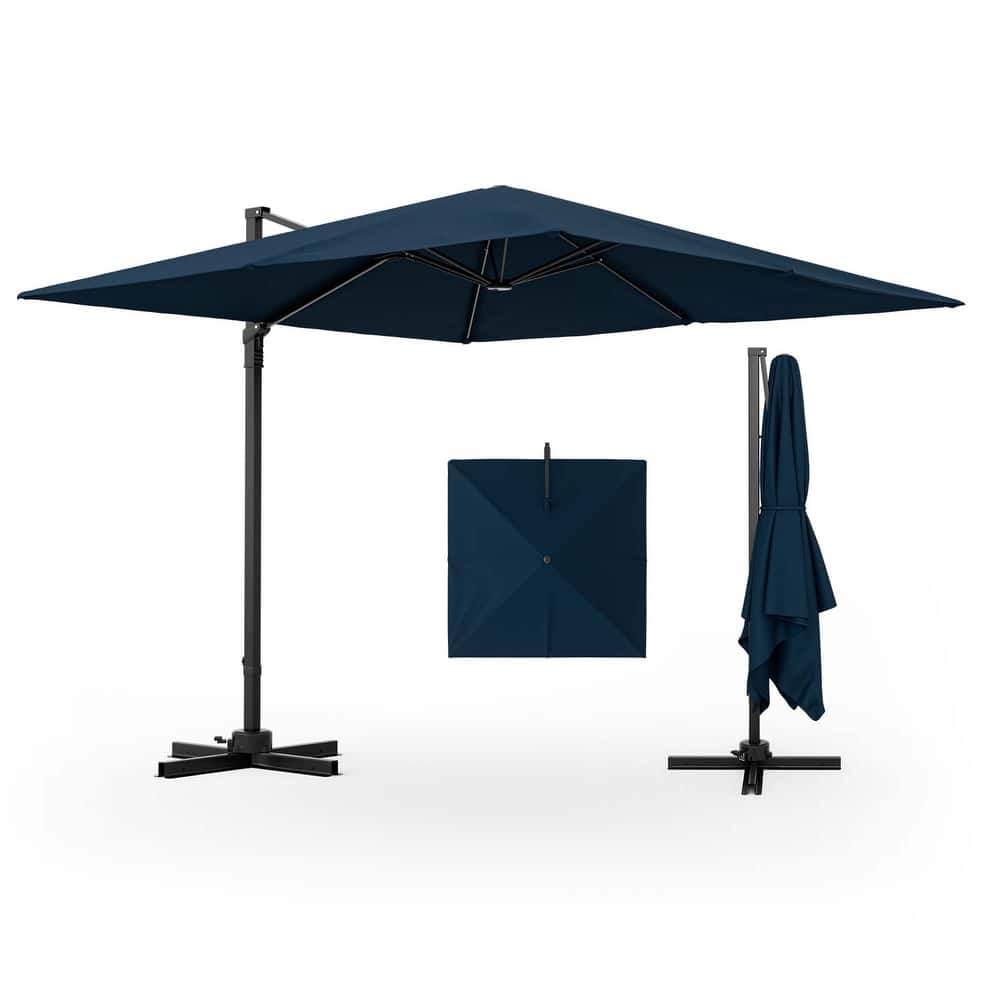 Costway Patio 9.5FT Square Cantilever Offset Hanging Umbrella 2-Tier