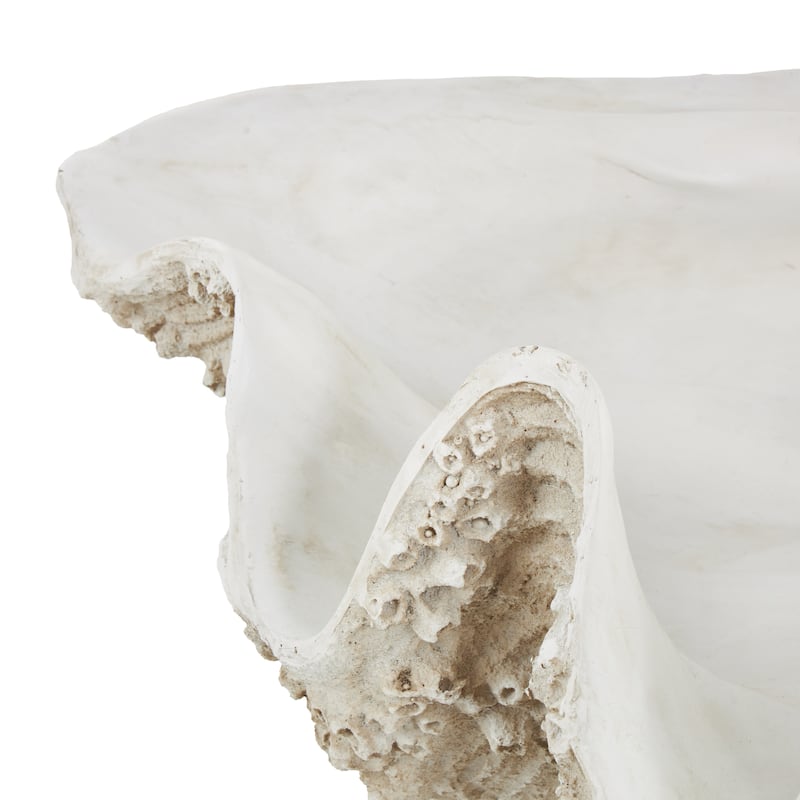 White Polystone Large Textured Shell Decorative Sculpture