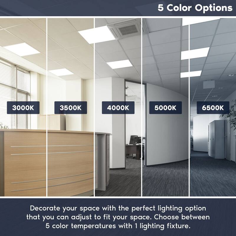 Luxrite 2x2 FT LED Panel Light, 5CCT 3000K - 6500K, 20W/30W/40W, 5000 Lumens, 0-10V Dimmable 4 Pack