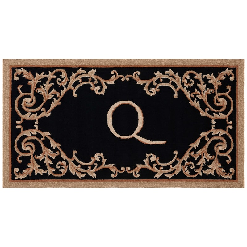 SAFAVIEH Handmade Monogram Efrosina Casual Rug - 3' x 6' Runner - Q - Black