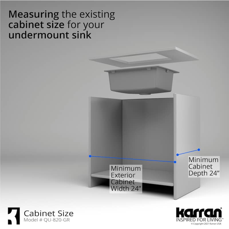 Karran Undermount 24.38 in Single Bowl Quartz Kitchen Sink