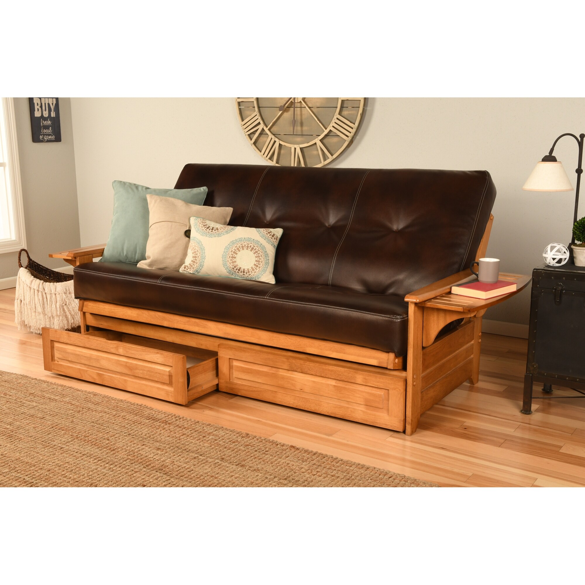 Shop Somette Phoenix Butternut Futon Set With Storage Drawers And