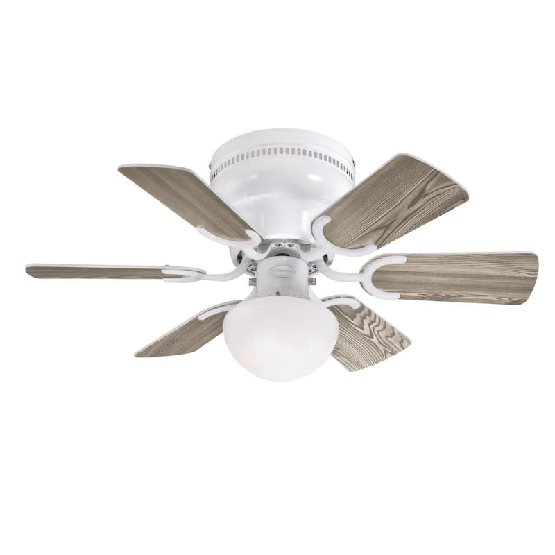 Westinghouse Lighting Petite 30-Inch 6-Blade Indoor Ceiling Fan with LED Light and Opal Mushroom Glass