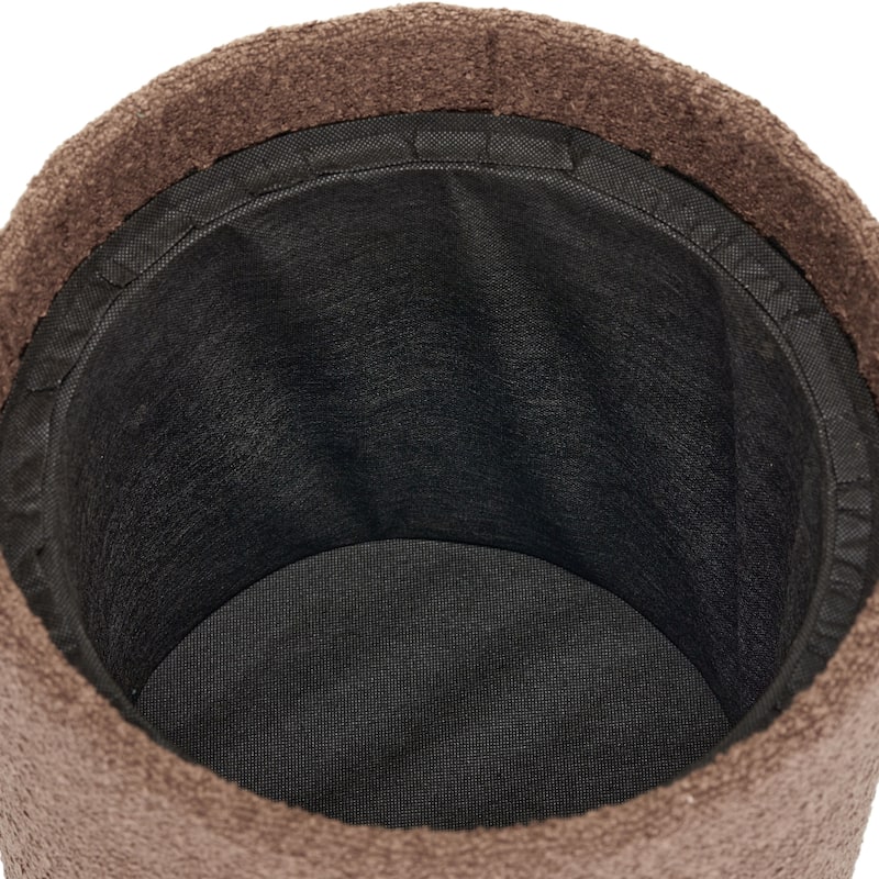 Boucle Tufted Round Storage Ottoman with Removable Tray Foot Stool