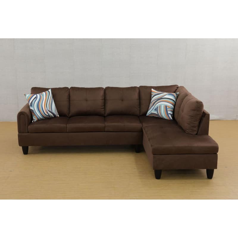 KISRAIS 97" Wide 2-Piece Flannel Sectional Sofa for Small Spaces