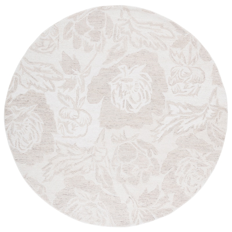 SAFAVIEH Handmade Jardin Tomasina Country Wool Rug - 6' Round - Ivory/Beige