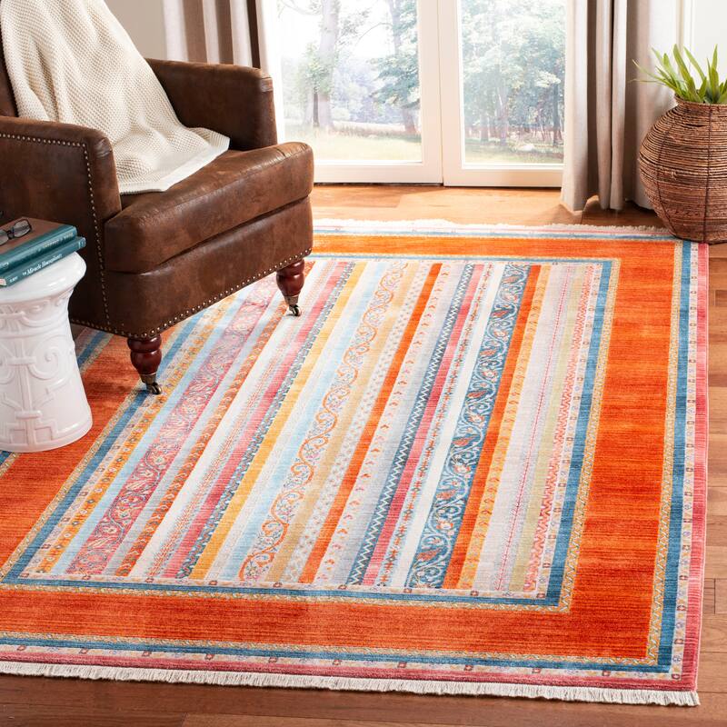 SAFAVIEH Bokhara Saemi Traditional Oriental Polyester Rug - 9' x 11'7" - Orange/Blue