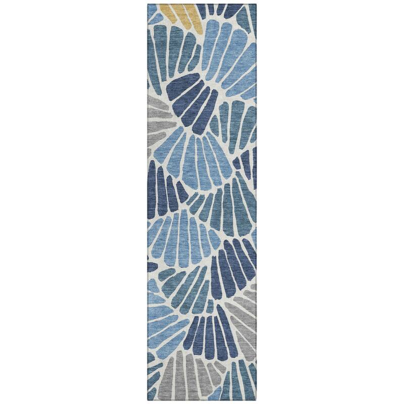 Machine Washable Indoor/ Outdoor Floral Modern Chantille Rug