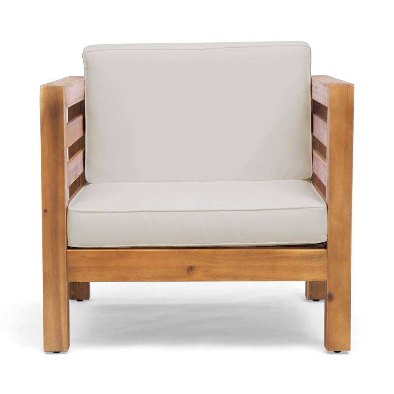Oana Outdoor Acacia Wood Club Chair with Cushion by Christopher Knight Home