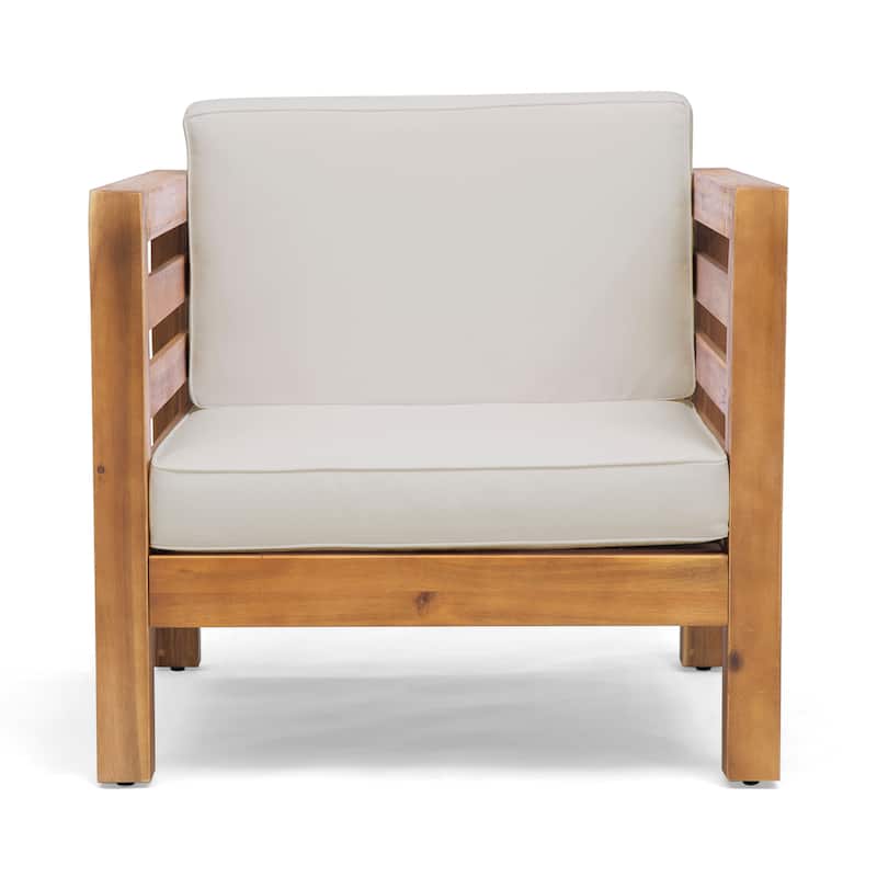 Roomfitters Accent Outdoor Wooden Armchair with Cushions, Outdoor Patio Lounge Chair