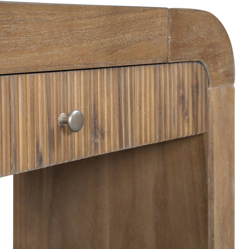 Console Table with Fluted Drawer,Curved Corners,and Thick Legs for Hallway & Living Room