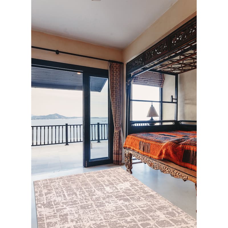 ECARPETGALLERY Hand-knotted Legacy Grey, Ivory, Light Khaki Silk, Wool Rug - 8'11 x 12'2