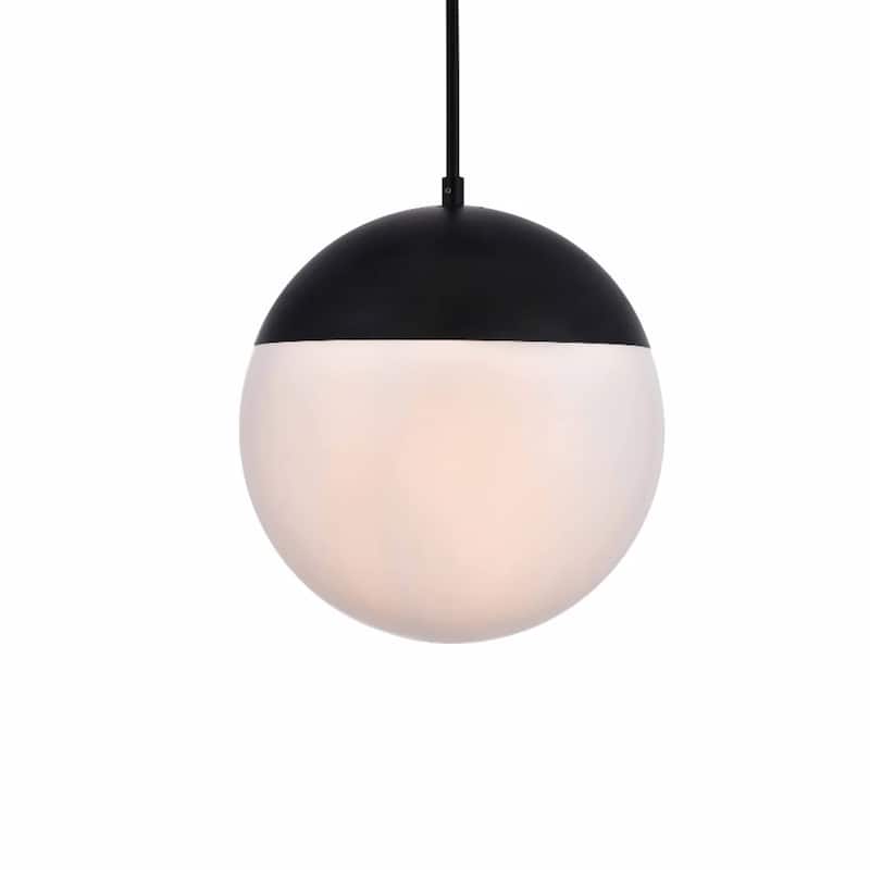 Elegant Lighting Eclipse Single Light 12" Wide Pendant with Frosted - Black