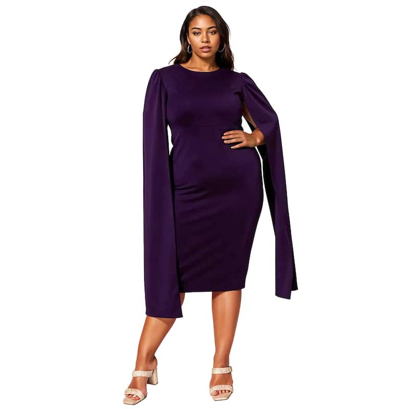 L I V D Women's Plus Size Naomi Cape Dress - Purple - 2X