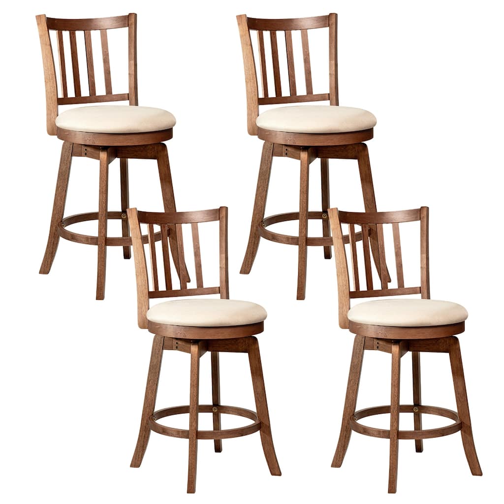 Gymax 25'' Swivel Counter Barstools Set of 4 w/Backrest & Upholstered