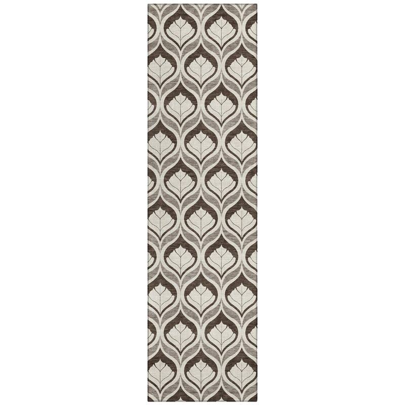 Machine Washable Indoor/ Outdoor Modern Trellis Chantille Rug