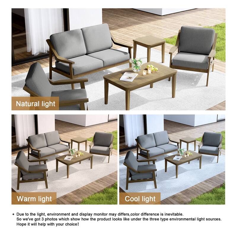 Outdoor Conversation Set Patio Cushioned Chair, Loveseat with Tables