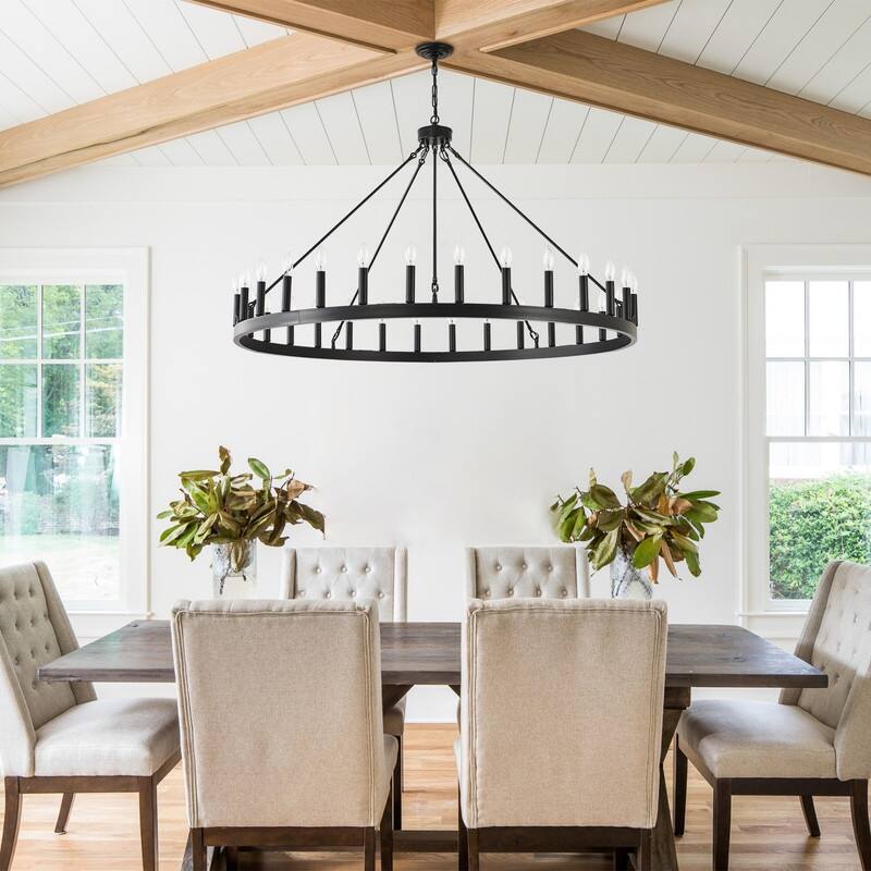 Wagon Wheel Chandelier Large Black Farmhouse Chandelier