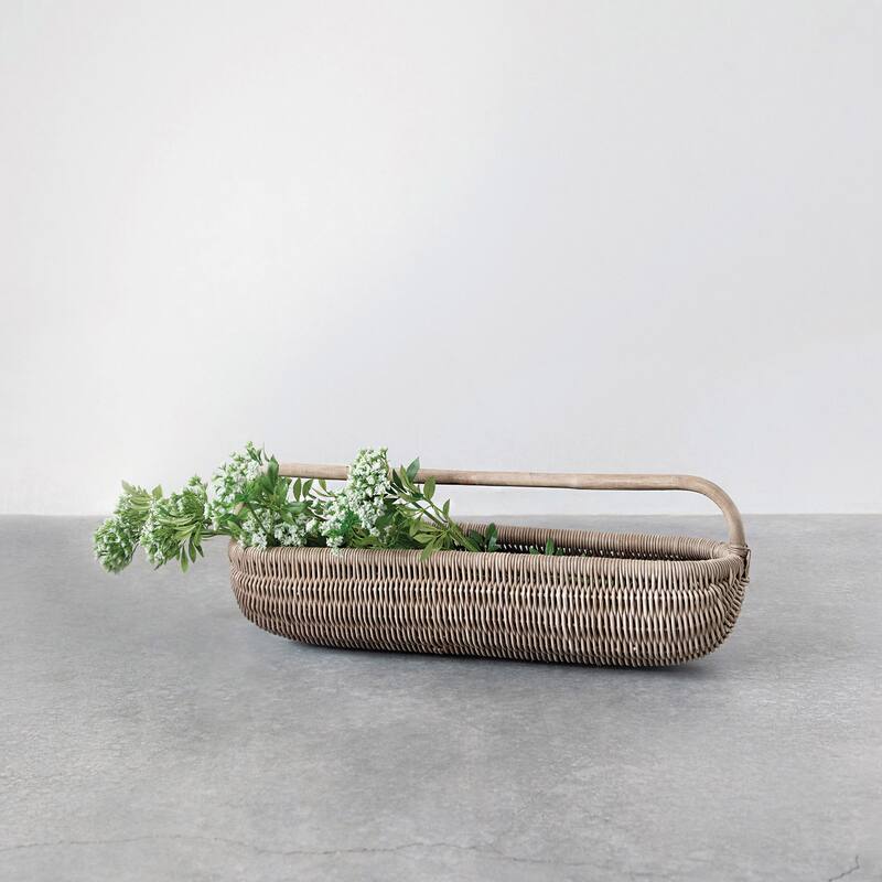 Hand-Woven Rattan Basket with Handle