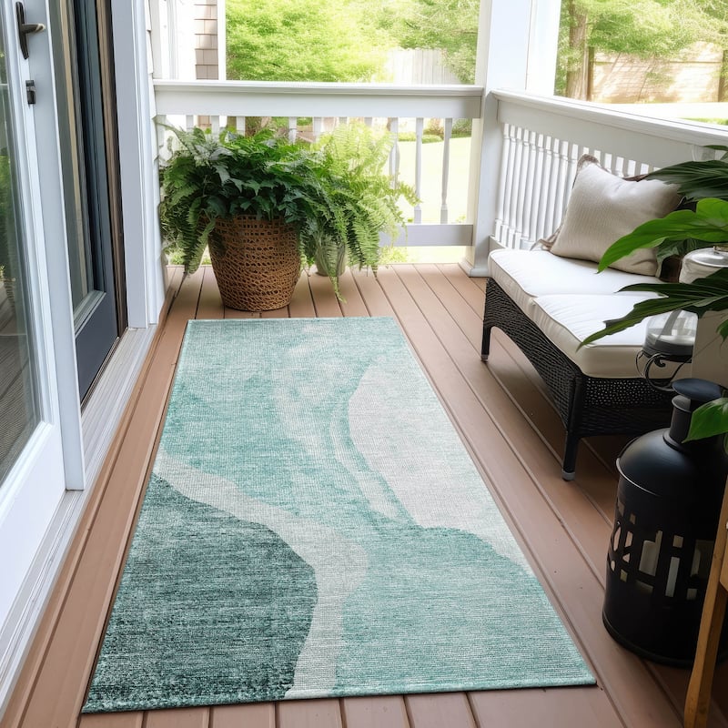 Machine Washable Indoor/ Outdoor Chantille Modern Abstract Rug