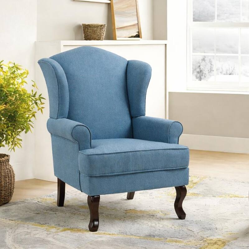 Classic Wingback Accent Chair for Living Room - 1-Piece - Sky Blue/ Linen