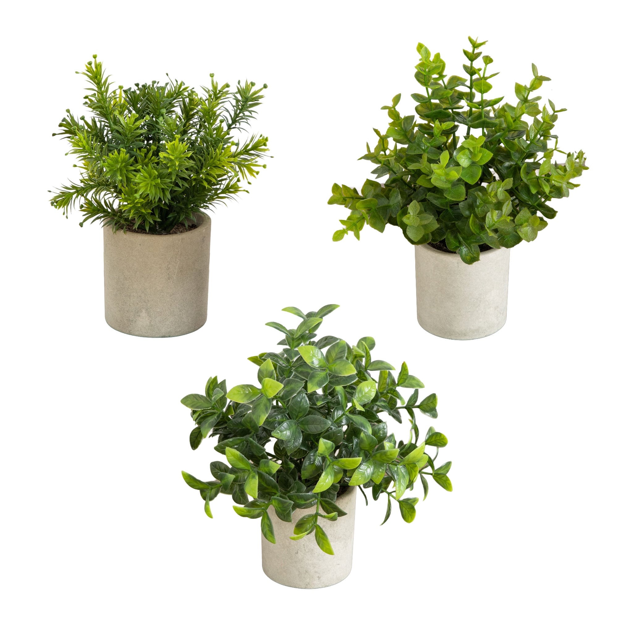 8-in Artificial Mini Greenery Potted Plant - Set of 3
