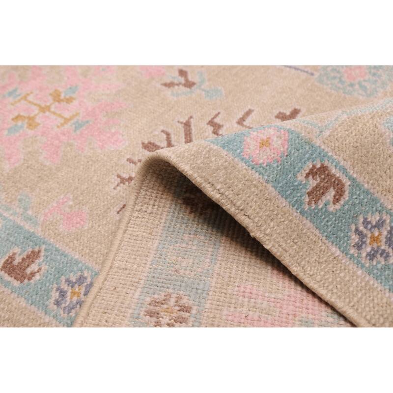 ECARPETGALLERY Hand-knotted Modern Oushak Light Khaki Wool Rug - 8'0 x 9'9