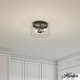 preview thumbnail 1 of 5, Hunter Hartland 2-Light Flush Mount Ceiling Light, Damp Rated - Bathroom, Bedroom, Hallway - Farmhouse, Industrial Noble Bronze