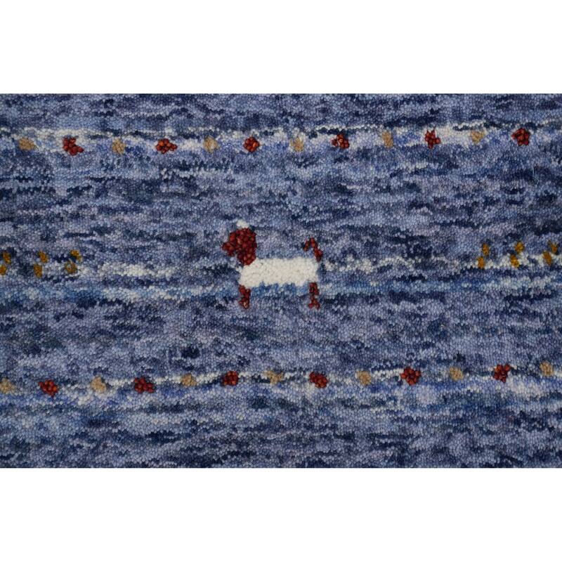 Hand Knotted Oriental 100% Wool Carpet Tribal Animal Pictorial Purples Gabbeh Area Rug - 8' 3'' X 7' 10''