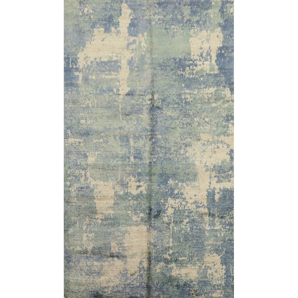 Hand Knotted Oriental Viscose Silk Carpet Modern Abstract Green Abstract Area Rug - 7' 11'' X 5' 0''