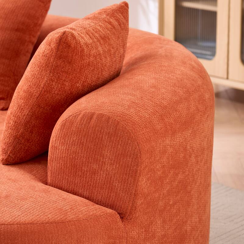 GDFStudio - Crescent-Shaped 67" Chenille Sofa with Self-Inflating Foam and Modular Design