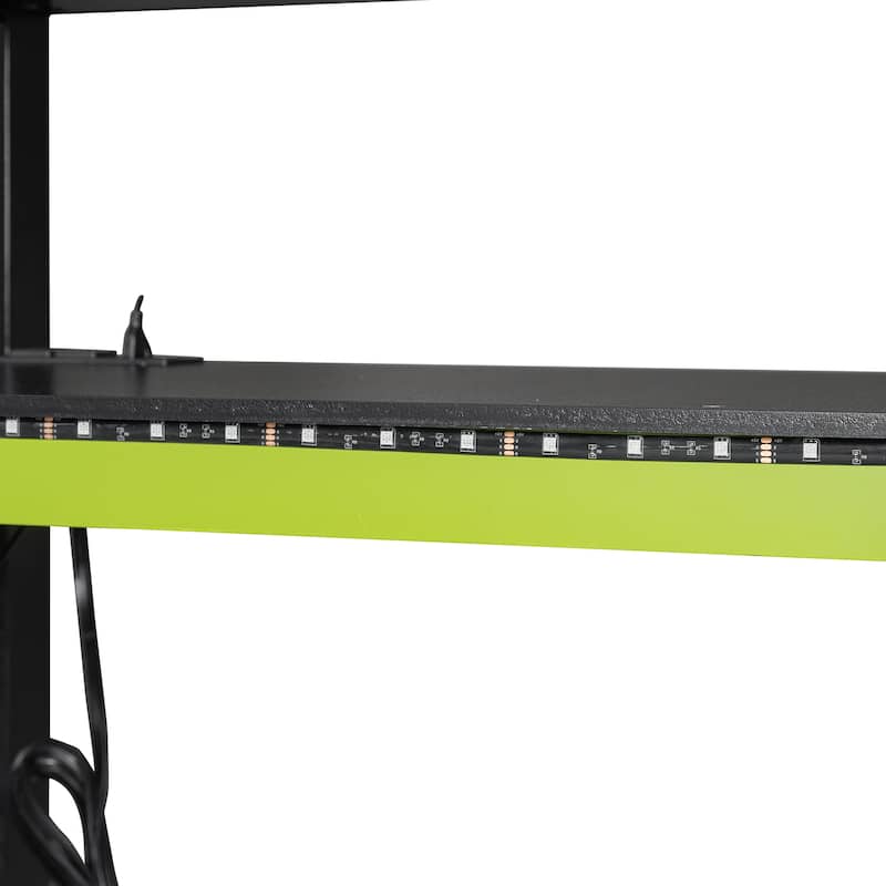 Full Size Wood Loft Bed with Desk & Wardrobe - Ample Storage and RGB Light