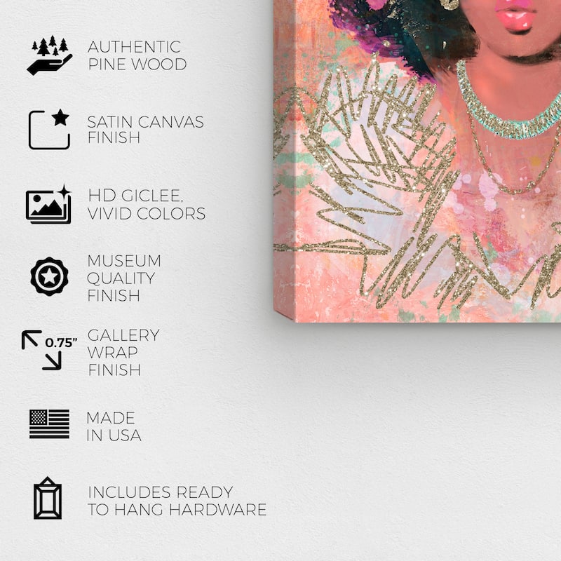 Wynwood Studio Fashion and Glam She's The One Brown and Metallic Gold Glam Wall Art Canvas Print