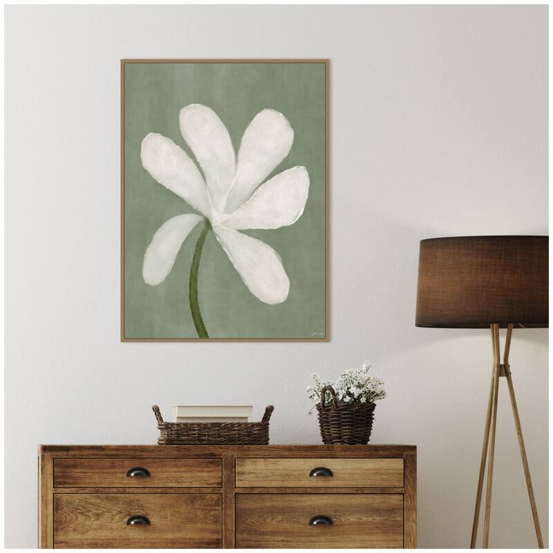 Kate and Laurel White Floral by Gabrielly Guedes Framed Canvas Wall Art Print
