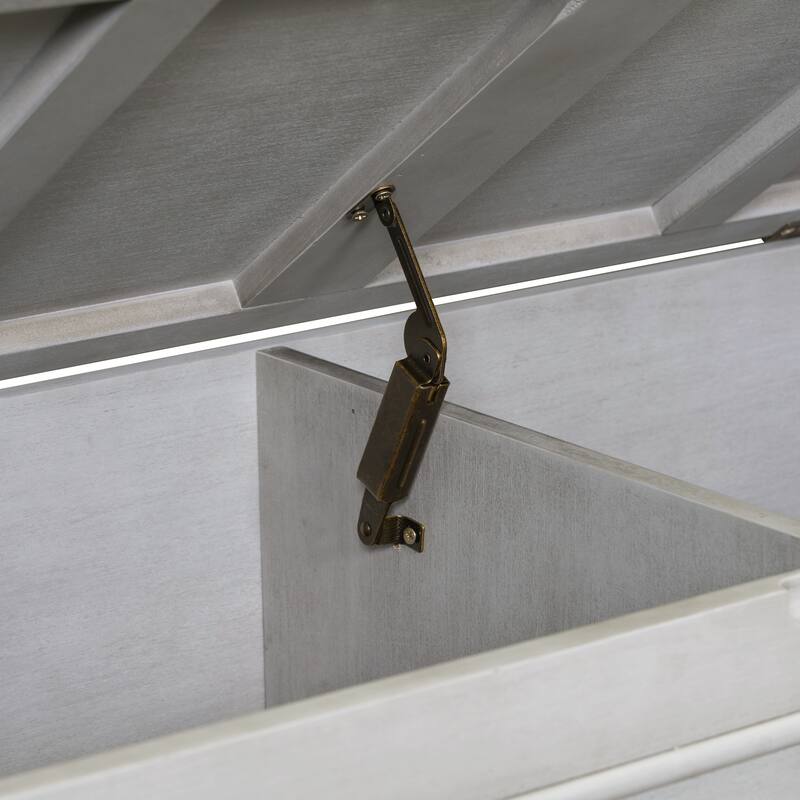 41.9" Rustic Style Solid wood Entryway Multifunctional Storage Bench with Safety Hinge